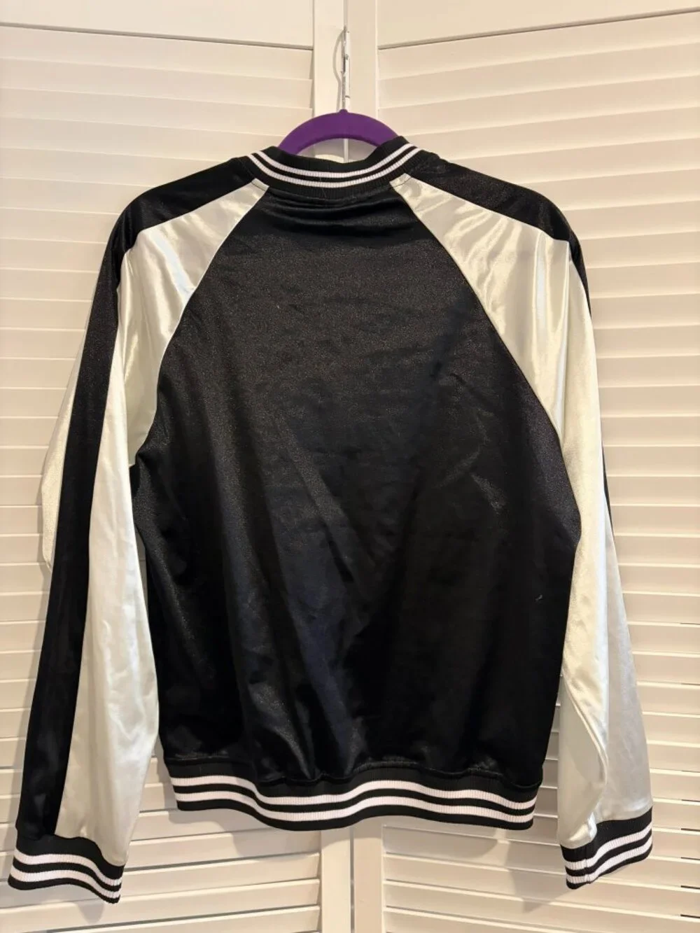 Weissman Black Satin Bomber Jacket & Bra Top